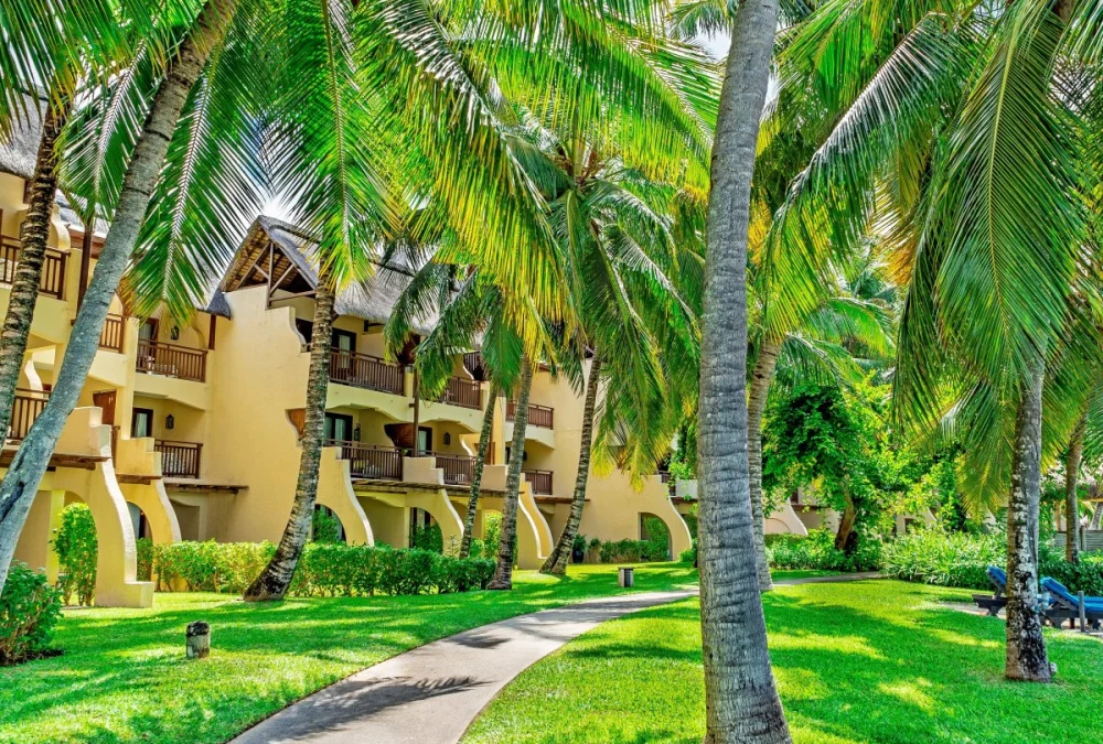 Coconut trees in hotel garden